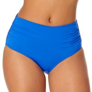 Anne Cole High-Waist Shirred  Bikini Bottoms - Royal